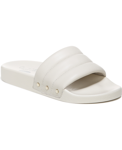 Dr. Scholl's Original Collection Women's Pisces Chill Water-resistant Slides Women's Shoes In Beige Leather