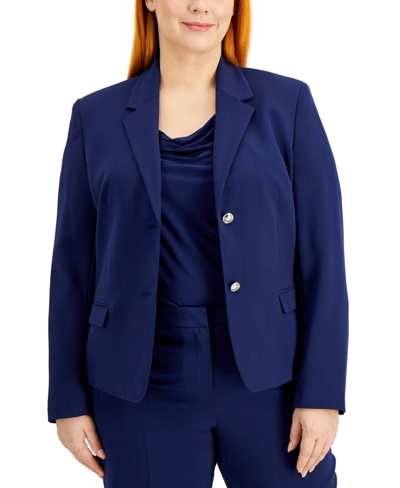 Kasper Plus Size Two-button Blazer In California Sky