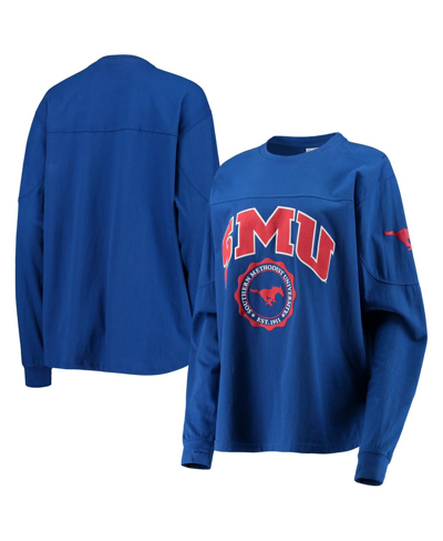 Pressbox Women's  Royal Smu Mustangs Edith Long Sleeve T-shirt