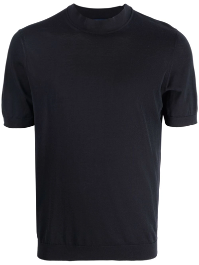 Drumohr Round Neck Short-sleeved T-shirt In Blue