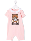 Moschino Pink Romper For Babykids Witth Teddy Bear In Pink