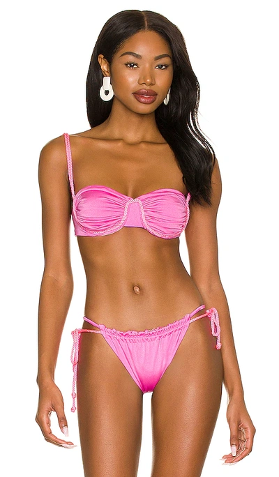 Baobab Collection Lula Ruched Bikini Top In Pink