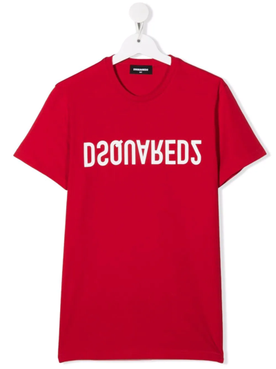 Dsquared2 Teen Logo-print Short-sleeve T-shirt In Red