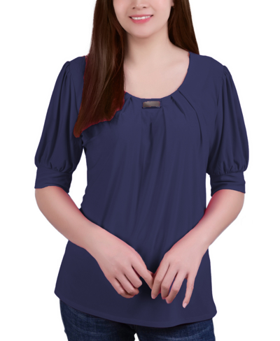 NY COLLECTION PETITE SHORT SLEEVE BALLOON SLEEVE TOP