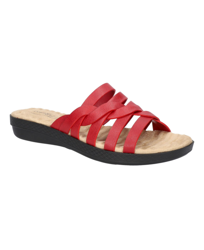 Easy Street Sheri Womens Faux Leather Slip On Slide Sandals In Red
