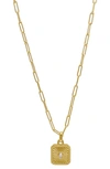 ADORNIA WATER RESISTANT 14K YELLOW GOLD PLATED STAINLESS STEEL PAPERCLIP CHAIN PENDANT NECKLACE