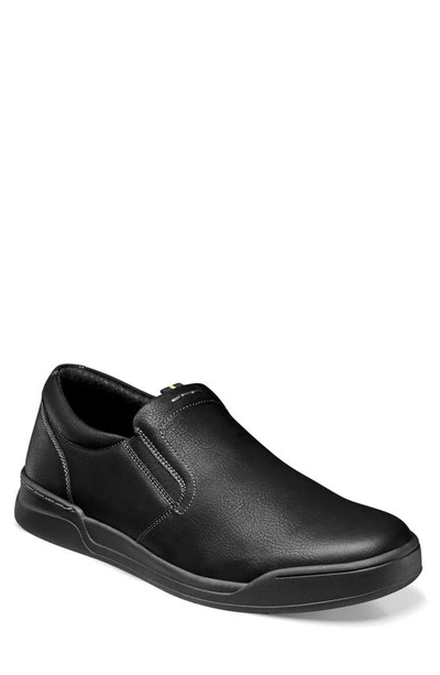 Nunn Bush Men's Tour Work Slip Resistant Plain Toe Slip-on Loafers In Black