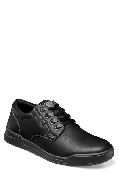 Nunn Bush Men's Tour Work Slip Resistant Plain Toe Lace Up Oxford Shoes In Black Smooth