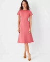 Ann Taylor The Midi Flare Dress In Double Knit In Juicy Watermelon