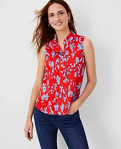 Ann Taylor Petite Floral Ruffle Pintucked Popover Shell Top In ...