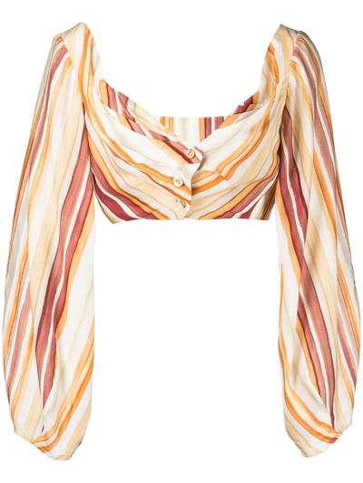 Cult Gaia Womens Jasper Watercolor Mavis Watercolour-print Woven Top S In Orange