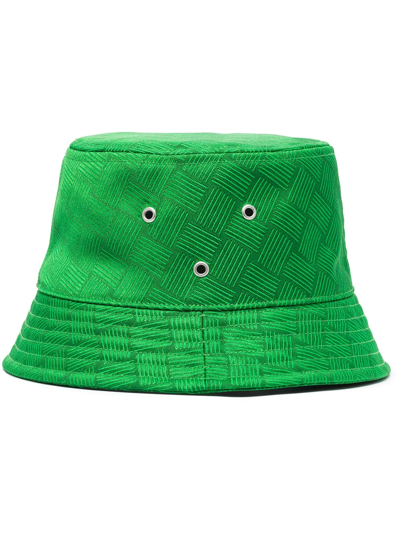 Bottega Veneta Intrecciato-pattern Bucket Hat In Grün