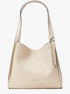 Kate Spade Knott Pebbled And Suede Leather Large Shoulder Bag In Milk Glass