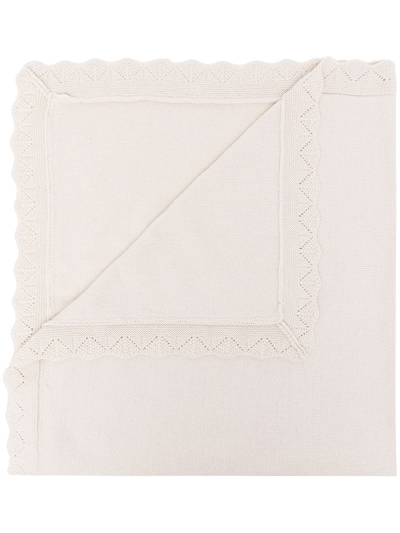 Tartine Et Chocolat Zigzag-trim Fine-knit Blanket In White