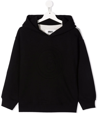Mm6 Maison Margiela Kids' Two-tone Pullover Hoodie In Black