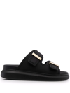 Alexander Mcqueen 50mm Rubber Slide Sandals In Black