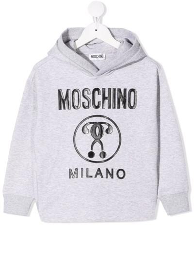 Moschino Kids' Logo-print Pullover Hoodie In Grey