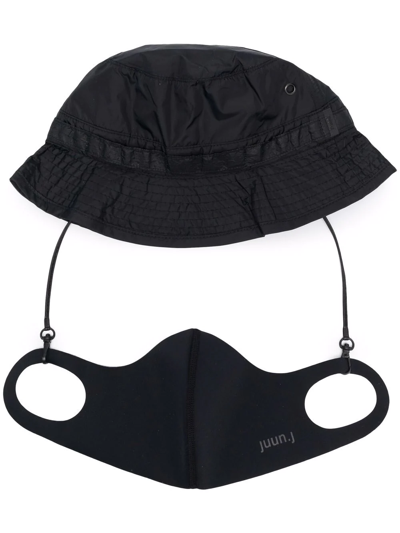 Juunj Mask-detail Bucket Hat In Black