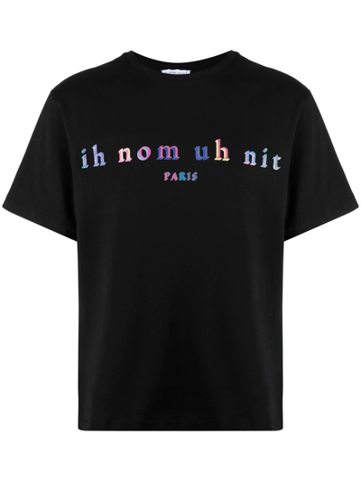 Ih Nom Uh Nit Black Cotton Rainbow T-shirt