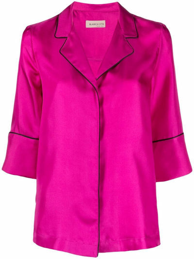 Blanca Vita Satin-effect Pajama-style Shirt In Pink