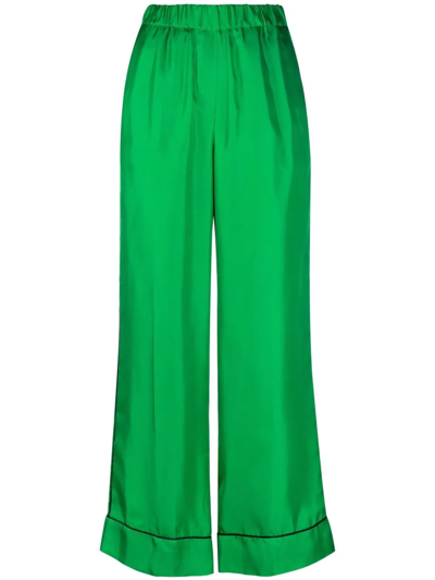 Blanca Vita Wide-leg Silk Trousers In Green