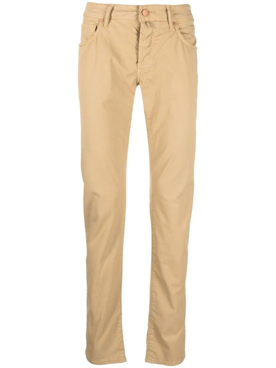 Incotex Slim-fit Satin Cotton Tapered Trousers In Giallo Chiaro