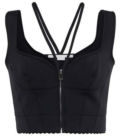 Stella Mccartney Black Zipper V Strap Tank Top In Black