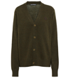 Acne Studios Keve Face Patch Wool Cardigan In Dark Khaki Melange
