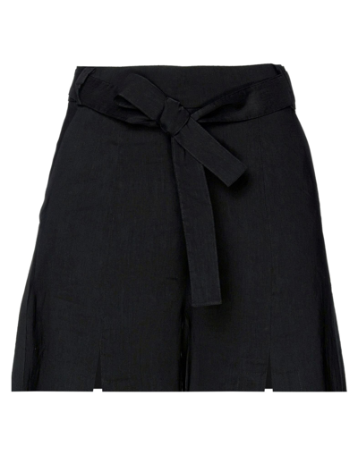 D-exterior D. Exterior Woman Shorts & Bermuda Shorts Black Size 6 Linen, Elastane