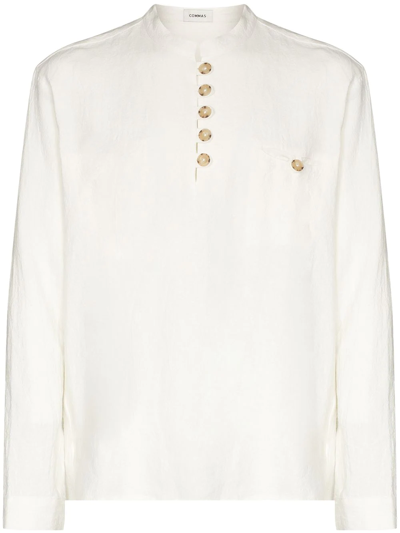 Commas Quarter-button Linen-blend Shirt In White