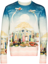 CASABLANCA CAFÉ-PRINT CREW-NECK SWEATSHIRT