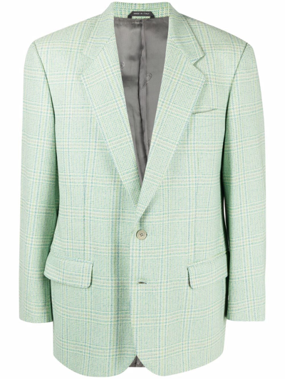 Pre-owned Missoni 1980s Plaid-check Single-breasted Blazer In Green