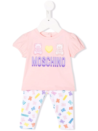 Moschino Babies' Teddy Bear Logo-print Tracksuit Set In Pink