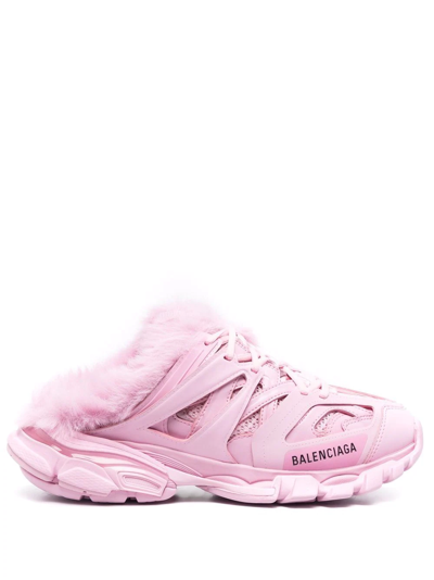 Balenciaga Track Mule Logo-print Mesh And Rubber Sneakers In Pink