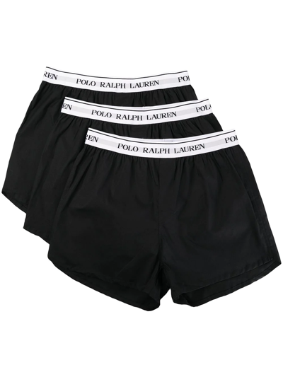 Polo Ralph Lauren Logo-waistband 3-pack Boxer Shorts In Black