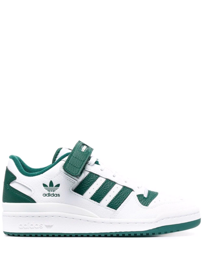Adidas Originals Forum Low Sneakers In White Leather In White/green