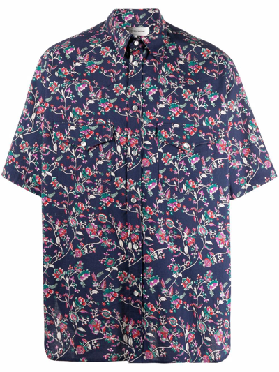 Isabel Marant Floral-print Short-sleeve Shirt In Blue
