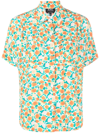 Apc Zoe Floral-print Crepe Shirt In Orange