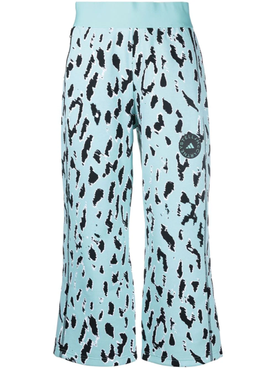 Adidas By Stella Mccartney Asmc Printed High-rise Cropped Sweatpants In Splash/ Black/ White