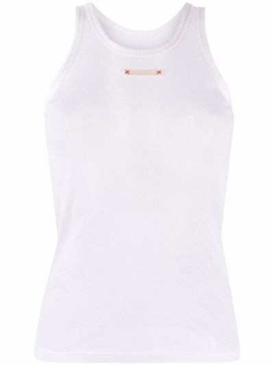 Maison Margiela Patch-detail Sleeveless Top In White
