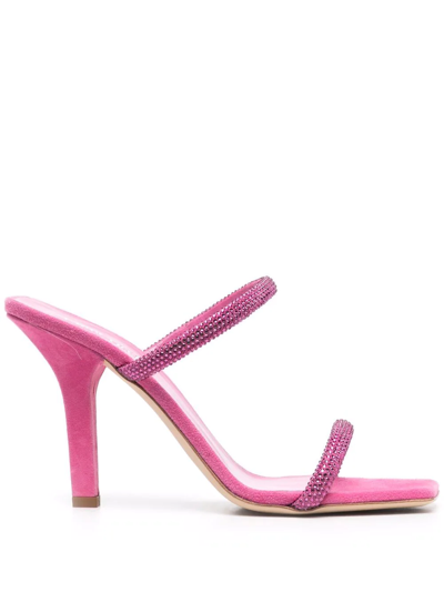 Paris Texas Holly Linda 95 Embellished Suede Sandals In Pink Rose