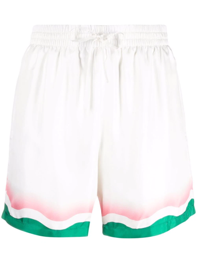 Casablanca Le Jeu De Ping Pong Wave-print Shorts In White