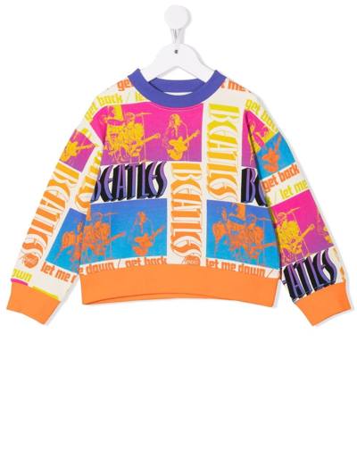 Stella Mccartney Kids' Graphic-print Crew-neck Sweatshirt In Avorio-multicolor