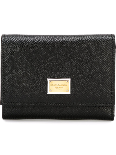 Dolce & Gabbana Logo Plaque Tri-fold Wallet In Black