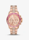 MICHAEL KORS OVERSIZED EVEREST PAVÉ ROSE GOLD-TONE WATCH