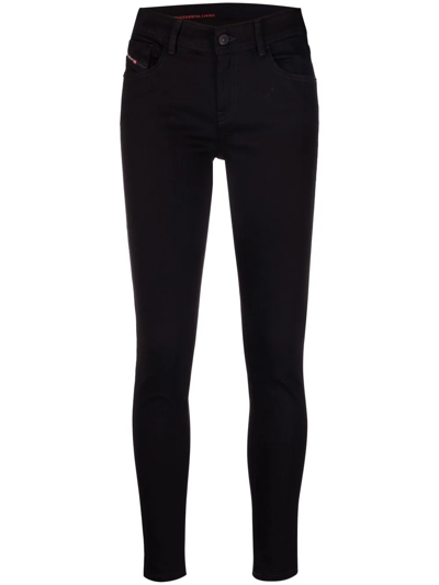 Diesel Slandy Low-rise Skinny Jeans In Schwarz