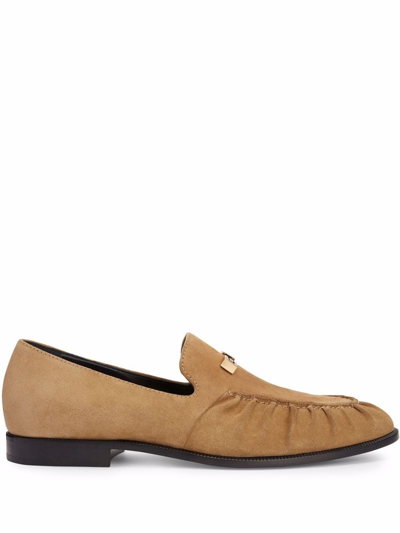 Giuseppe Zanotti Jareth Suede Loafers In Beige