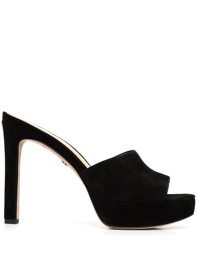 Veronica Beard Dali Leather Slide Platform Sandals In Black