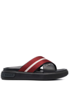 Bally Black And Red Leather Slides In Multi-colored