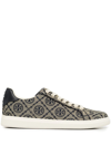 Tory Burch T Monogram Howell Court Sneaker In Beige,blue